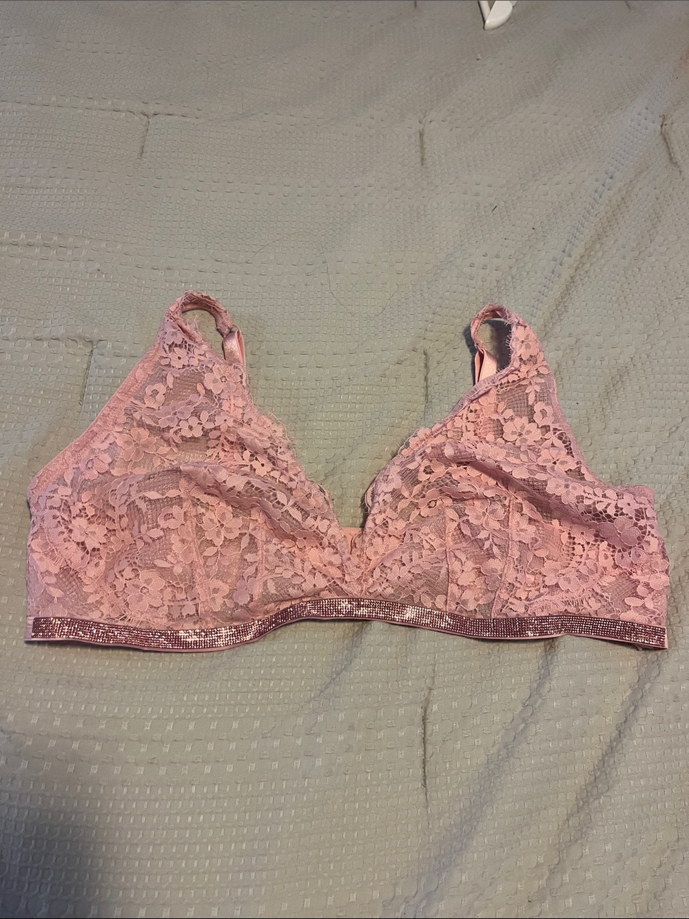 Victoria's Secret Pink Lace Bralette with Rhinestone Band